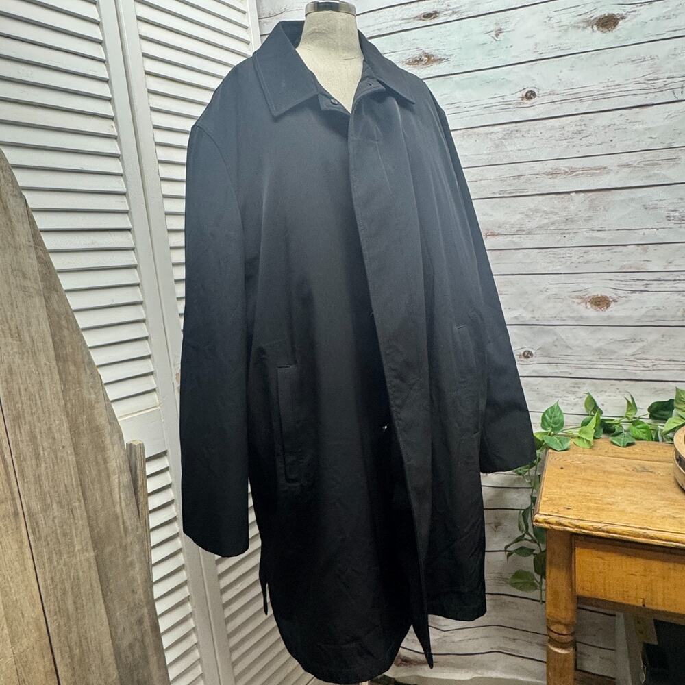Kenneth Cole Reaction Mens Black Mid-Length Lined Trench Overcoat Button Coat XL
